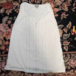 J. Jill Cream Sleeveless Top with Lace Detail